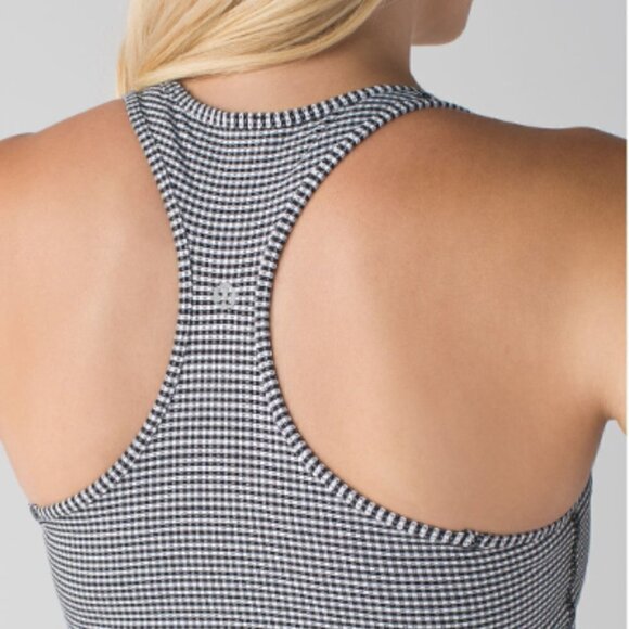 Lululemon Cool Racerback Gingham Luon White Black Size 6 - Picture 5 of 11